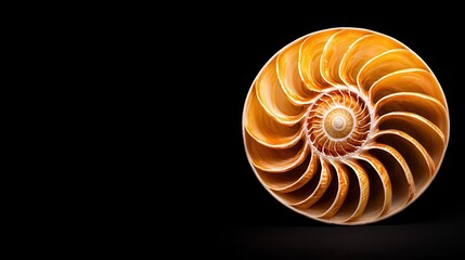 Obraz premium Elegant Nautilus Shell with Perfect Spiral on Black Background