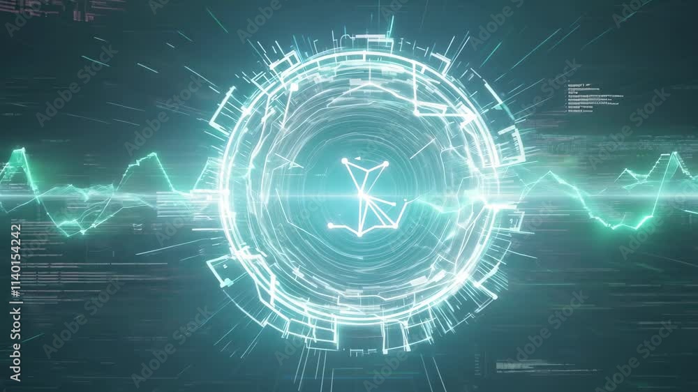 Poster exploring advanced digital effects and motion graphics with sound wave visualization
