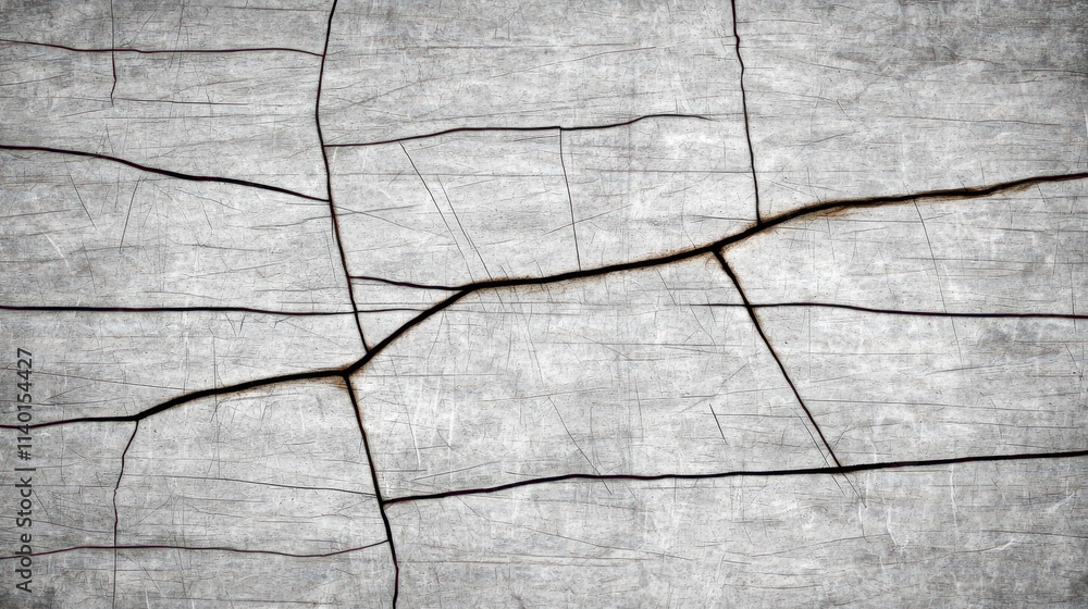 Poster gray wooden surface with deep cracks and textured grain patterns