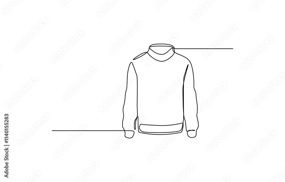 Poster jacket continuous one line drawing of jacket icon linear design isolated on white background, men's 