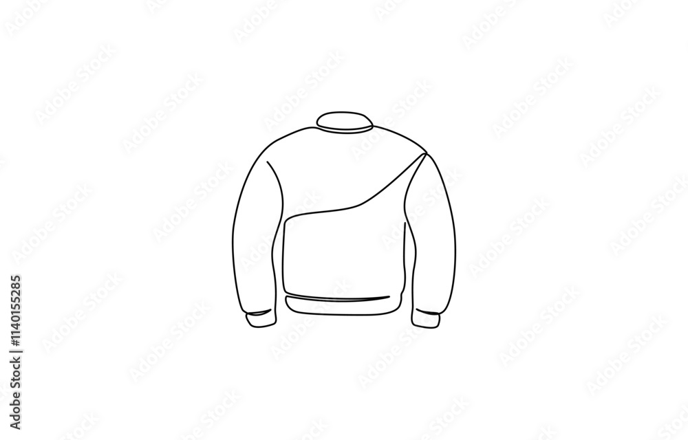 Poster jacket continuous one line drawing of jacket icon linear design isolated on white background, men's 
