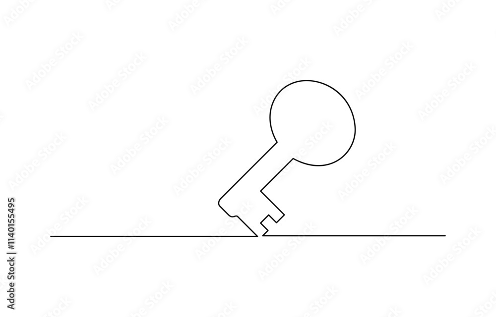 Poster continuous one line drawing of keys. real estate keys icon, continuous line drawing of key vector il