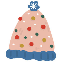 Cute Christmas winter beanie hat illustration