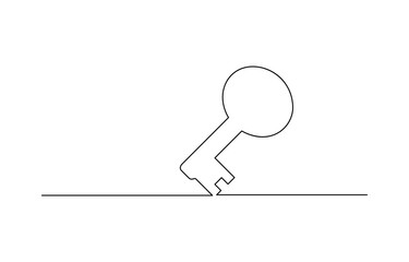 Continuous one line drawing of keys. Real estate keys icon, continuous line drawing of key vector illustration one line style, Continuous one line drawing of key. One line drawing illustration of key.