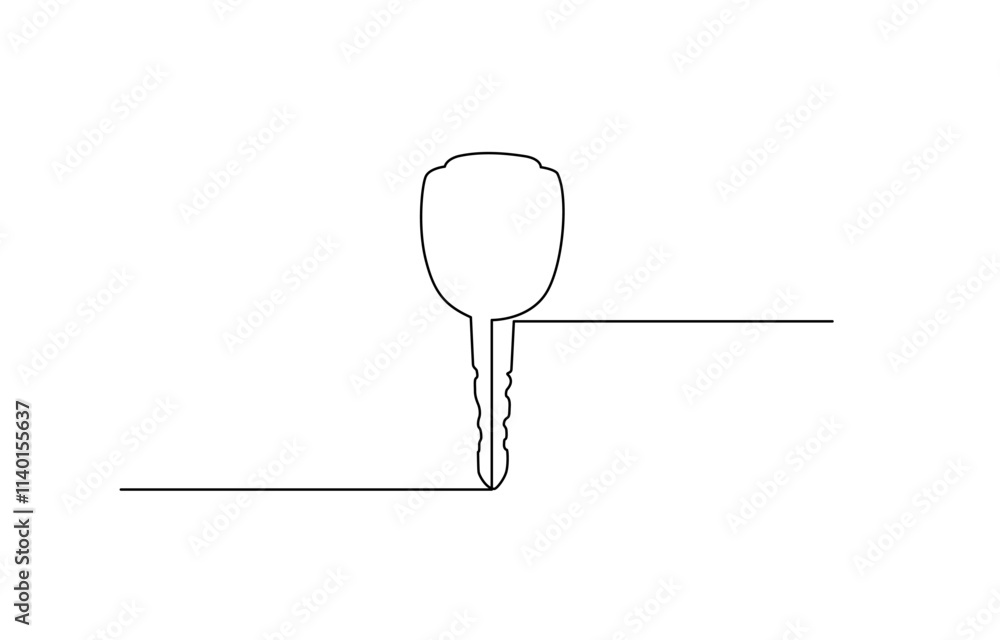 Poster continuous one line drawing of keys. real estate keys icon, continuous line drawing of key vector il
