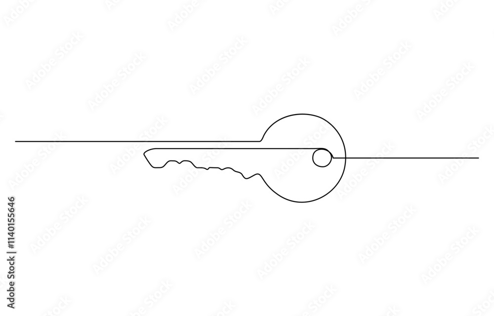 Poster continuous one line drawing of keys. real estate keys icon, continuous line drawing of key vector il