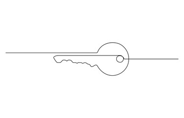 Continuous one line drawing of keys. Real estate keys icon, continuous line drawing of key vector illustration one line style, Continuous one line drawing of key. One line drawing illustration of key.