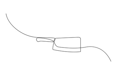 Obraz premium Cleaver icon line continuous drawing vector. One line Cleaver icon vector background, continuous line butcher knife.one line drawing of butcher knife.