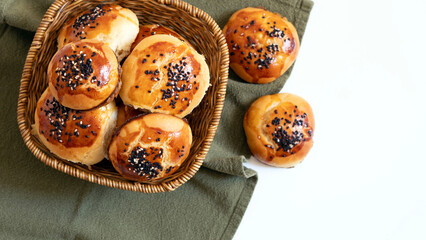 Pogaca isolated on white background. Turkish pastry product
