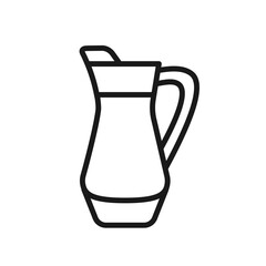 Beverage jug, milk jar icon. Line style with editable stroke. Kitchen glassware. Sangria or mulled wine jug. For web design. Vector illustration isolated on white background. Ceramic product