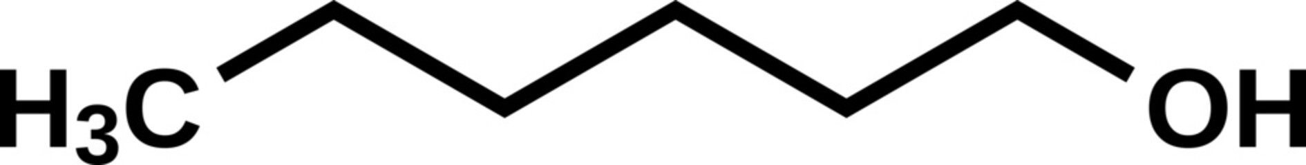 Hexanol structural formula, hexyl alcohol 