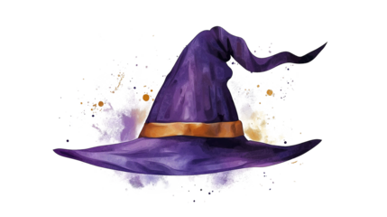 Witch hat Halloween watercolor cartoon wizard hat vector isolated on a white background