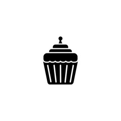 Ice Cream cake Fast food flat icon vector on black color