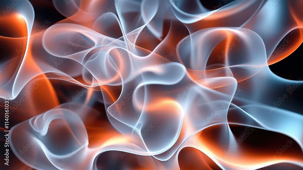Poster abstract swirls of smoke and light in red and blue tones creating a soft ethereal effect