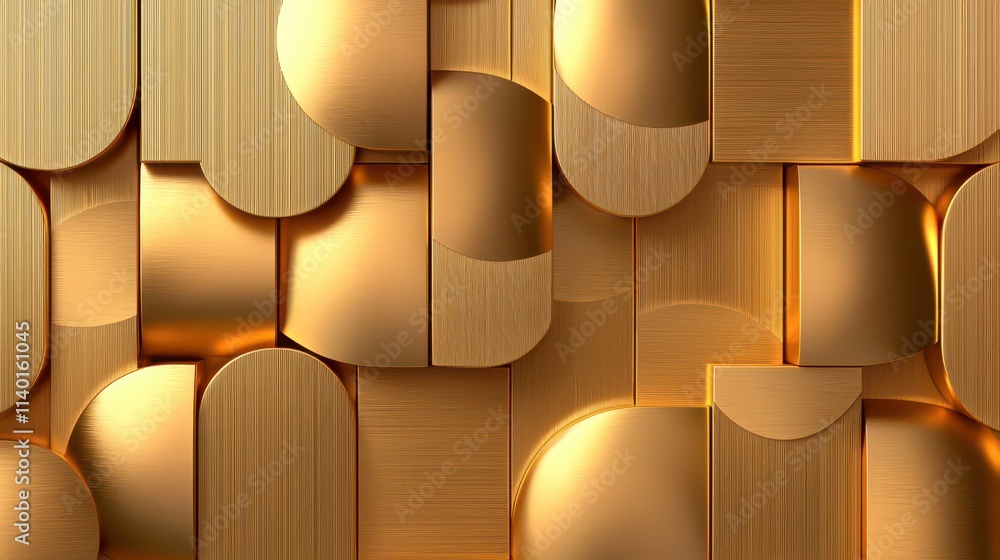 Aufkleber gleaming gold abstract background with curved shapes and textures for design use