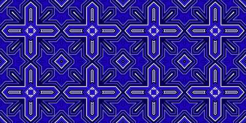 Seamless pattern banner blue and white. Merry Christmas. Happy New Year. Frost and snowflakes pattern