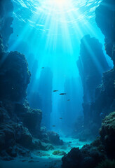 underwater scene with reef Generative AI	
