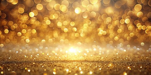 Golden Glitter Background with Sparkling Lights and Bokeh Effect