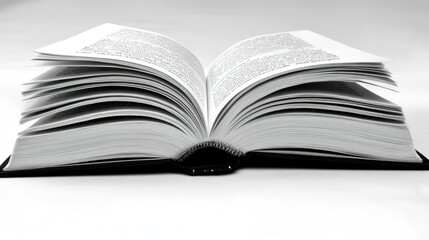 Fototapeta premium Open book, pages fanned, monochrome.