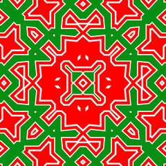 Seamless square pattern red and green. Christmas pattern green and red. Merry Christmas. Happy New Year.
