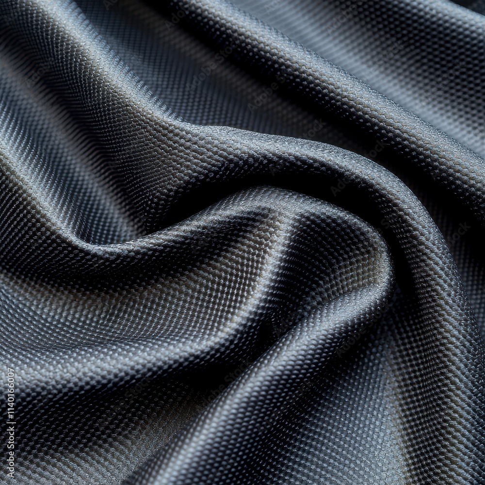 Aufkleber elegant black fabric close-up showcasing texture and folded surface patterns