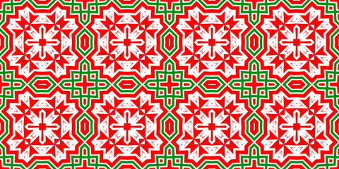 Seamless pattern banner red and green. Festive red and green Christmas pattern. Merry Christmas. Happy New Year.