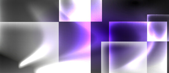 Fototapeta premium Dark neon colors with glass square shapes