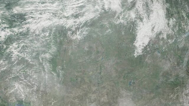 Zooming in on Kostanay, Kazakhstan frome space - Perfect for Travel Intros and Backgrounds. Realistic 3D Animation.
