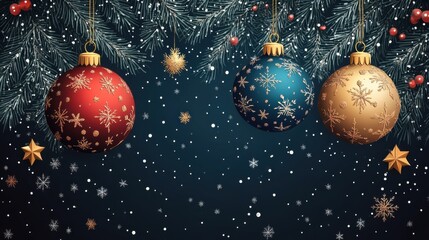 Christmas decorations on simple background