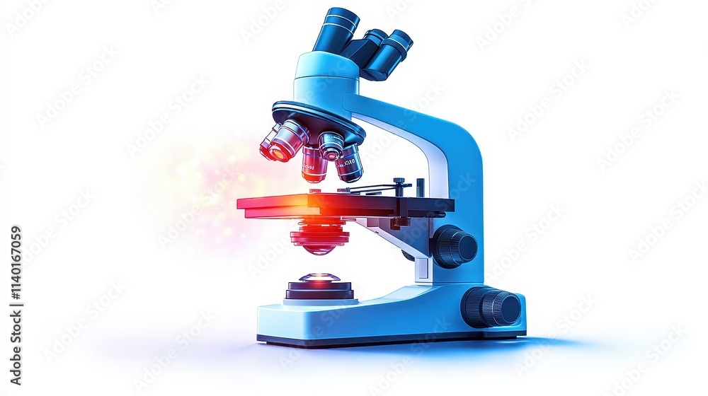 Aufkleber a modern microscope with multiple lenses and a light source for scientific study.