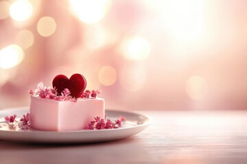 Celebrate love with a heartshaped pastel cake in a romantic setting