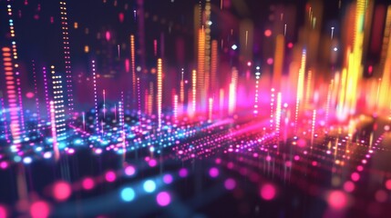 Obraz premium Colorful data streams are flowing and creating a futuristic cyberspace landscape, representing the concept of big data and information technology