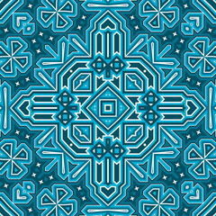 Seamless square pattern blue and white. Frost texture pattern. Merry Christmas. Happy New Year.