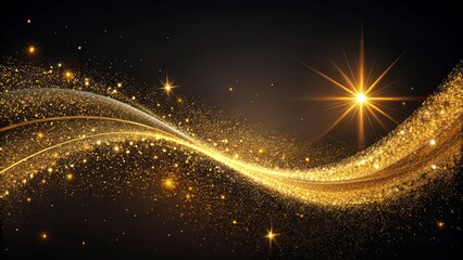 Obraz premium Golden Stardust Wave with Bright Star Burst Background