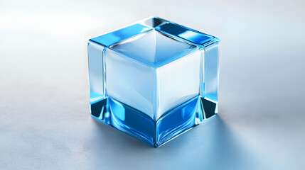 
3D rendered transparent cube graphics with blue colors on a light background. Illustration for digital concept or geometry. Visualization for modern perspectives and networks.