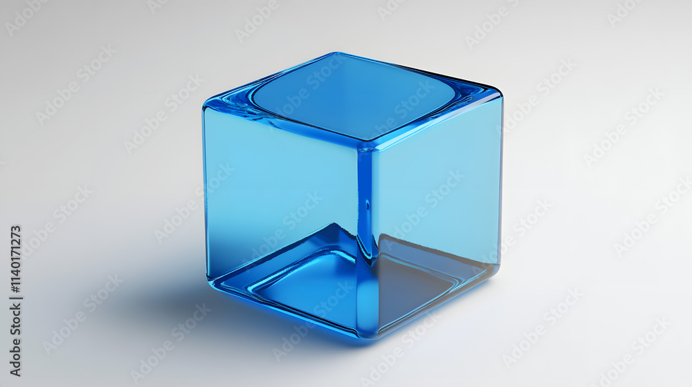 Poster 3d rendered transparent cube graphics with blue colors on a light background. illustration for digit