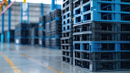 Industrial logistics infrastructure revealed: Expansive pallet storage system showcasing complex supply chain management and efficient warehouse operations in modern transportation ecosystem.
