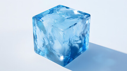 Obraz premium 3D rendered transparent cube graphics with blue colors on a light background. Illustration for digital concept or geometry. Visualization for modern perspectives and networks.