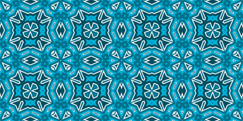 Seamless pattern banner blue and white. Merry Christmas. Happy New Year. Frost and snowflakes pattern