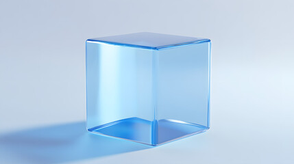 
3D rendered transparent cube graphics with blue colors on a light background. Illustration for digital concept or geometry. Visualization for modern perspectives and networks.