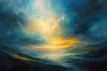 Fototapeta premium Rays of sunlight filtering through the clouds during sunset. Lovely.