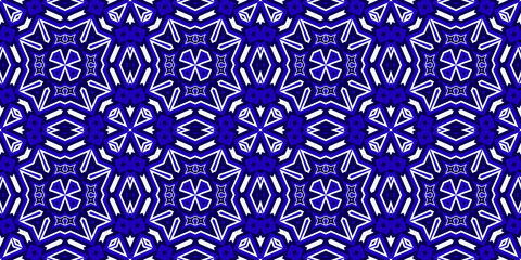 Seamless pattern banner blue and white. Merry Christmas. Happy New Year. Frost and snowflakes pattern