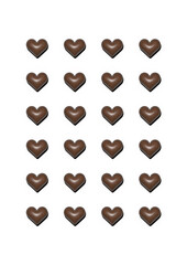 Shiny realistic leather hearts isolated on white background. 3D illustration of minimalistic poster or postcard for Valentine's Day, the day of love. A2 wallpaper