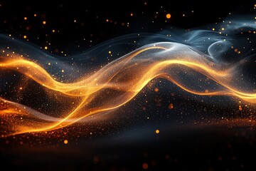Abstract gold and dark background with shimmering particles
