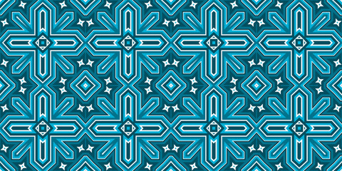 Seamless pattern banner blue and white. Merry Christmas. Happy New Year. Frost and snowflakes pattern