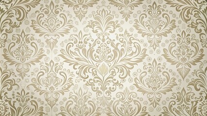 Elegant Damask Pattern  A Seamless Beige and Gold Floral Design Ideal for Fabric, Wallpaper, or Decorative Projects