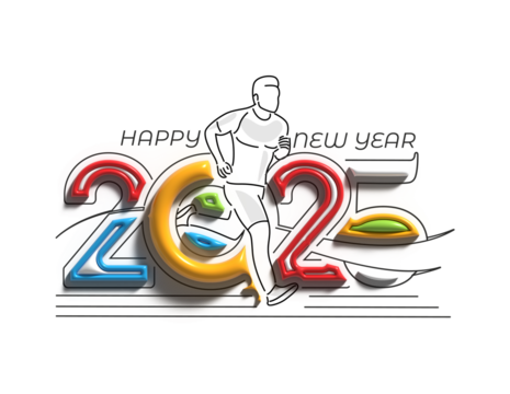 2025 Happy New Year Text Typography Design Transparent PNG.