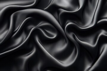 Obraz premium Close-up view of luxurious dark gray draped fabric