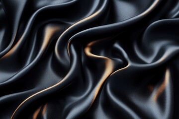Obraz premium Close-up of Draped Dark Gray Silk Fabric with Golden Highlights