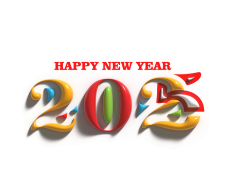 2025 Happy New Year Text Typography Design Transparent PNG.